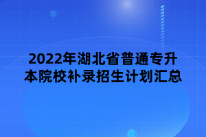 2022年湖北省普通專升本院校補(bǔ)錄招生計(jì)劃匯總